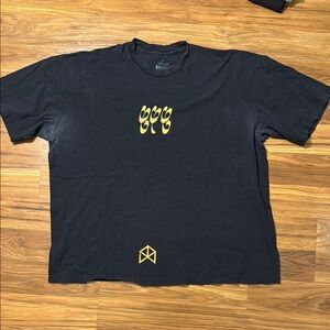 Black Graphic T-Shirt with Gold Accents